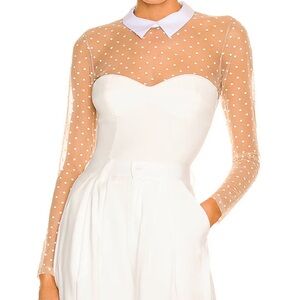 Fleur du Mal White and Tan Polka Dot Top
